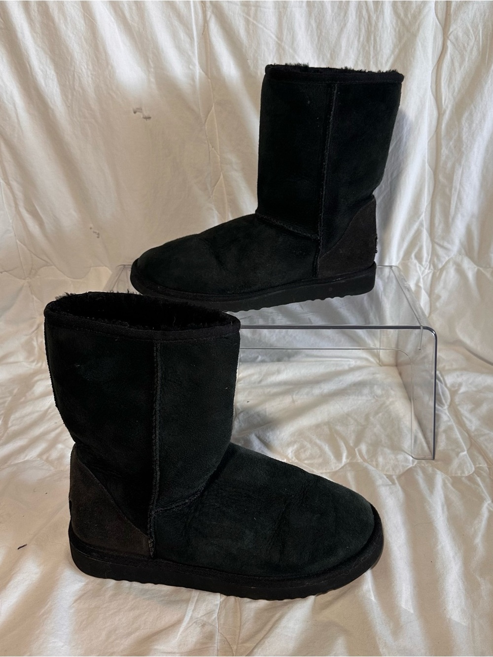 UGG Black Suede Shearling Short Boots